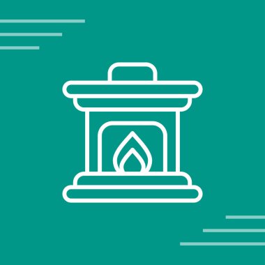 Yeşil arkaplanda mavi çizgi ateş ikonu izole edildi. Ateş ikonu. vektör illüstrasyonu