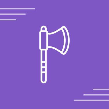 Renk çizgisi trompet simgesi mor arkaplanda izole edilmiş. Müzik aleti. Vektör. rastgele dinamik şekiller