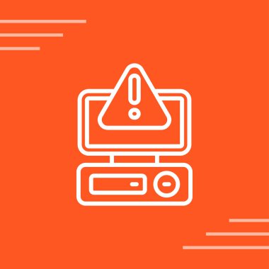 Renk arkaplanında ünlem işareti simgesi olan renk çizgisi bilgisayar monitörü. Uyarı mesajı akıllı telefon uyarısı. Gradyan daire şekilleri. vektör illüstrasyonu