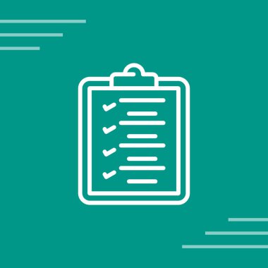 beyaz arkaplanda izole edilmiş düz biçimli kontrol listesi simgesi.