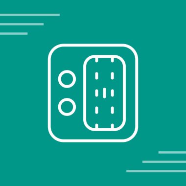 Mavi çizgi akıllı saat simgesi yeşil arkaplanda izole edildi. İnternet kontrol şeyleri. Akıllı kablosuz bağlantı. vektör illüstrasyonu