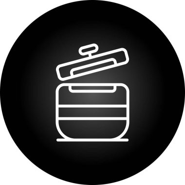 Beyaz arka planda siyah çizgi bira ikonu var. Çember düğmesi. vektör