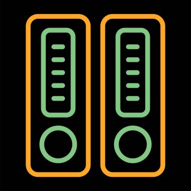 İki renkli iki klasör. Vektör illüstrasyonu siyah arkaplanda izole edildi