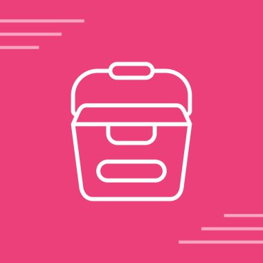 Uzun gölgeli beyaz çizgi çöp kutusu simgesi. vektör illüstrasyonu