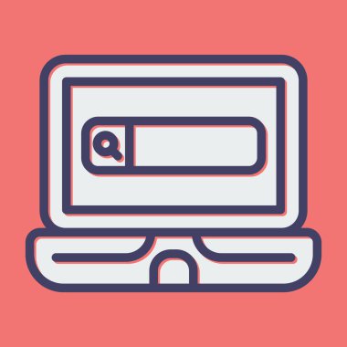 Mavi çevrimiçi sipariş ikonu pembe arka planda izole edildi. vektör illüstrasyonu