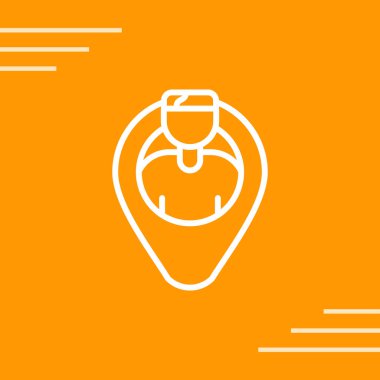 Turuncu arka planda izole edilmiş bir daire ikonundaki çizgi kadın başı. İnsan kafası sembolü. Renkli taslak konsepti. vektör illüstrasyonu