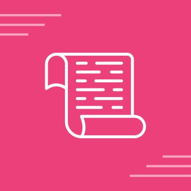 Pembe arkaplanda soru işareti simgesi olan beyaz çizgi belgesi. dosya simgesi. Faq dosyaları, sohbet, tik işaretleri, dosyalar. vektör illüstrasyonu