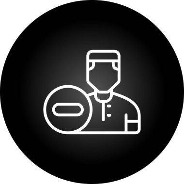 Tıbbi doktor vektör ikonu. biçim düz daire içine alınmış sembol, yuvarlak siyah renk, yuvarlak açılar, gri arkaplan