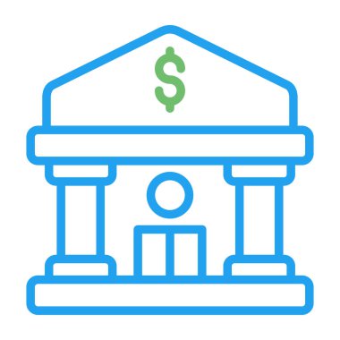 Banka binası. Web simgesi basit illüstrasyon