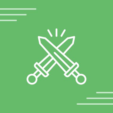 Yeşil arka planda izole edilmiş çizgili bıçak simgesi. Çatal bıçak sembolü. Renkli taslak konsepti. vektör.