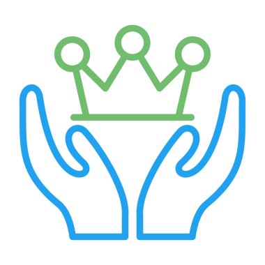 Taç vektör simgesi. biçim ana hat sembolü, yumuşak mavi renk, yuvarlak açılar.