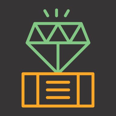 Yeşil çizgi elmas nişan yüzüğü ikonu yeşil arka planda izole edildi. Uzun gölge tarzı. vektör illüstrasyonu