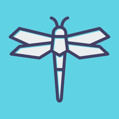 Mavi çizgi kelebek ikonu yeşil arkaplanda izole edilmiş. vektör illüstrasyonu