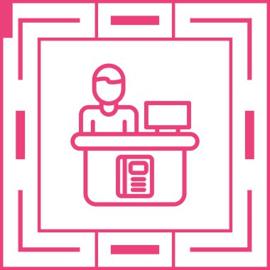 Mağaza simgesindeki bir kadının vektör çizimi