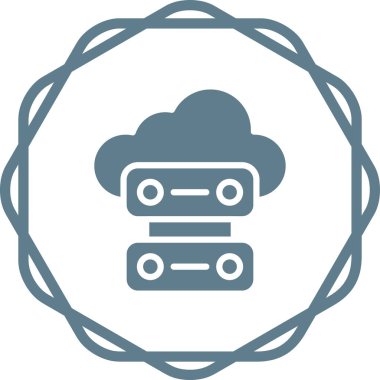 Bulut teknolojisi vektör simgesi. biçim düz yuvarlak sembol, kobalt rengi, yuvarlak açılar, beyaz arkaplan