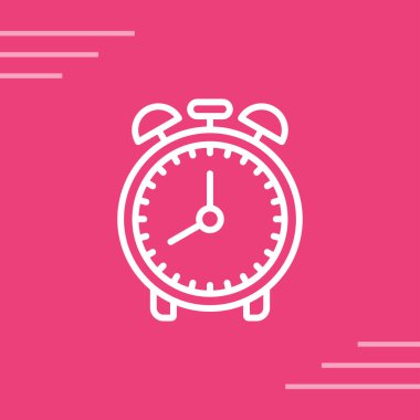 Beyaz çizgi saat simgesi uzun gölgeli izole edildi. Zaman sembolü. Vektör İllüstrasyonu