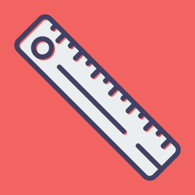 Düz cetvel ağ simgesi, vektör illüstrasyonu