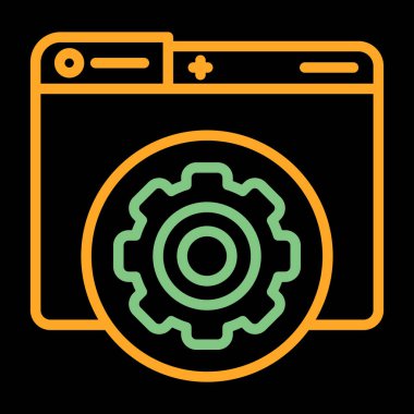 Kamera vektör simgesi. Çizim biçimi düz ikonik sembol, sarı ve mavi arkaplan,