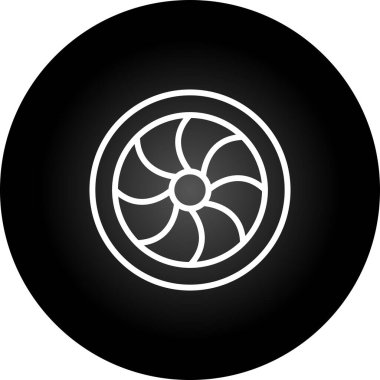 Bir hayranın siyah beyaz simgesinin vektör çizimi