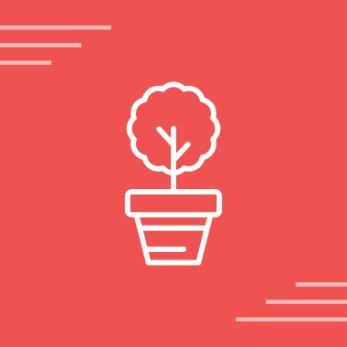 Yeşil arkaplanda kırmızı bitki simgesi izole edildi. vektör illüstrasyonu