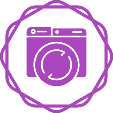 çamaşır makinesi simgesi, vektör illüstrasyonu