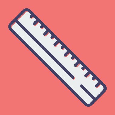 Düz cetvel ağ simgesi, vektör illüstrasyonu