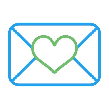 Kalp simgesi ve vektör illüstrasyonlu zarf