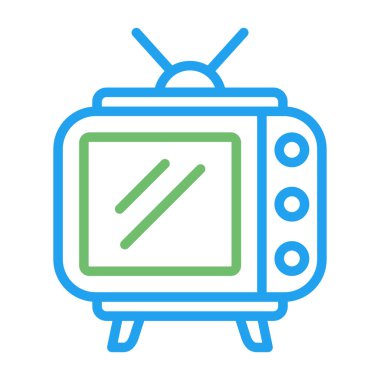 televizyon vektörü ince çizgi simgesi