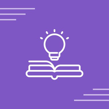 Kitap, ampul ikonu. vektör illüstrasyonu