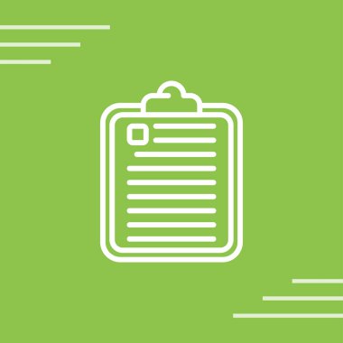 Beyaz arkaplanda kontrol listesi simgesi olan yeşil çizgi panosu. vektör illüstrasyonu