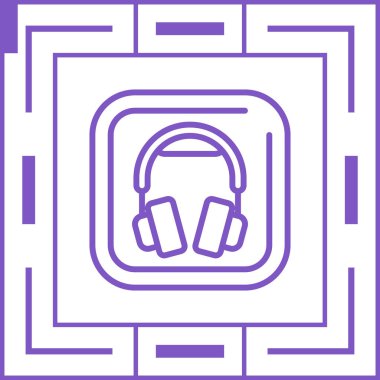 Kulaklık Kare simgesi, vektör illüstrasyonu