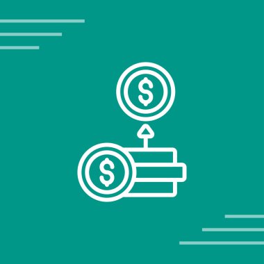 Yeşil arka planda mavi çizgi para çantası simgesi izole edildi. Dolar ya da USD sembolü. Nakit bankacılık tabelası. vektör illüstrasyonu