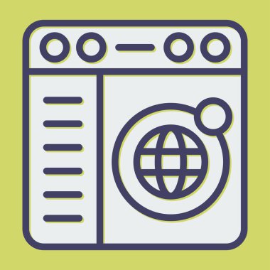 çamaşır makinesi simgesi. vektör biçimi düz ikonik sembol, yuvarlak açılar, mavi renk, beyaz arkaplan.