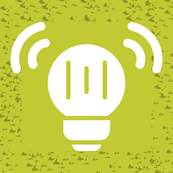 зеленая лампочка с белым значком на желтом фоне. векторная иллюстрация.