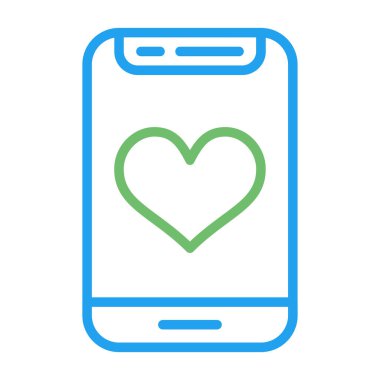 cep telefonu kalp simgesi vektör çizimi