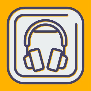 Kulaklık Kare simgesi, vektör illüstrasyonu