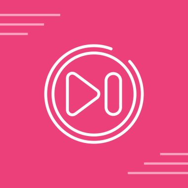 Uzun gölgeyle izole edilmiş beyaz çizgi video simgesi. Oyun işaretli film şeridi. vektör illüstrasyonu