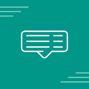 Yeşil arkaplanda sohbet simgesi olan beyaz çizgi balonu. İleti balonu sembolü. iletişim yorum sembolü. vektör illüstrasyonu