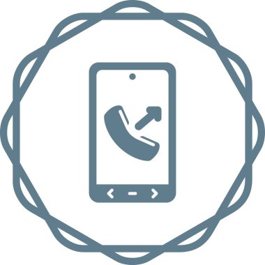 Telefon görüşmesi ikonu yuvarladı. Vektör illüstrasyon biçimi düz ikonik bicolor sembolü, kobalt ve cyan renkleri, beyaz arkaplan.