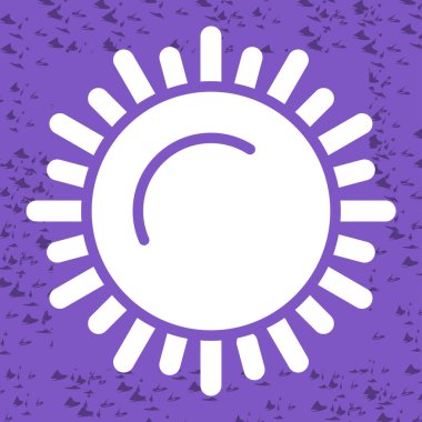 Beyaz güneş ve bulut simgesi mor arkaplanda izole edilmiş. vektör illüstrasyonu