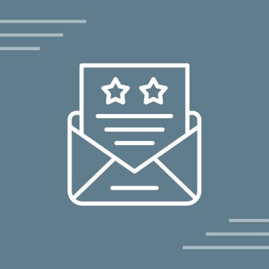 Geri besleme derecelendirme vektörü simgesi mavi arkaplanda izole edildi