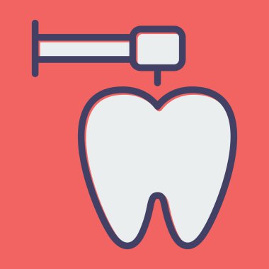 Diş hekimliği, diş ikonu, taslak tarzı. vektör illüstrasyonu 