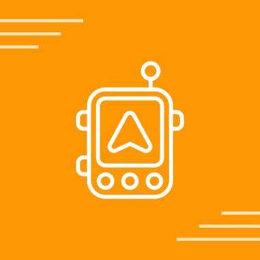 Beyaz robot simgesi turuncu arkaplanda izole edildi. Yapay zeka, makine, bulut hesaplama. vektör illüstrasyonu