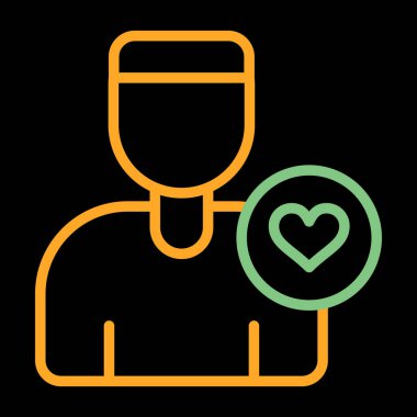 Kalp simgesi olan bir adamın vektör çizimi