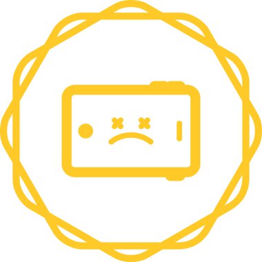 Kırık bir ekran ile üzgün yüz ifadesi