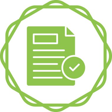 Kontrol listesi sayfa simgesi vektörü. biçim düz semboldür, eko sayfa rengi, yuvarlak açılar, beyaz arkaplan