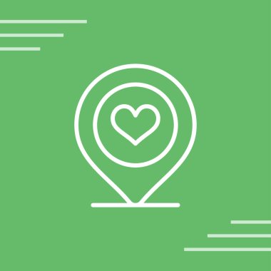 Renk arkaplanında konum simgesi olan renk çizgisi kalbi. vektör illüstrasyonu