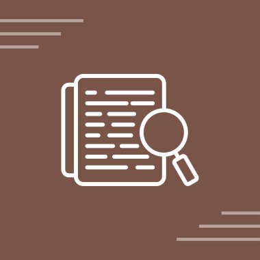 Büyüteç ve belge simgesi. Arama vektörü illüstrasyon tasarımı