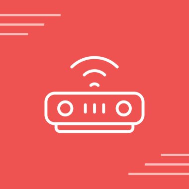 Uzun gölgeli beyaz radyo anteni simgesi. Radyo anteni. kırmızı daire