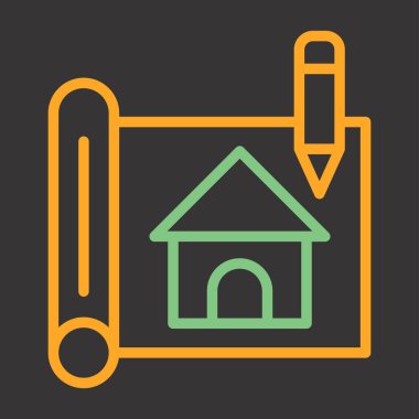 ev ve kalem ince çizgi simgesi